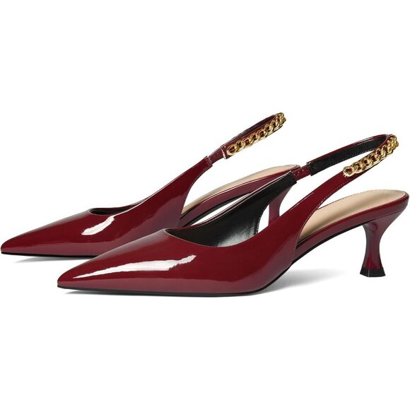 🆕Women Red Stiletto Heels Closed Pointed Toe 4 in Heels Patent Leather Pumps - Picture 9 of 9